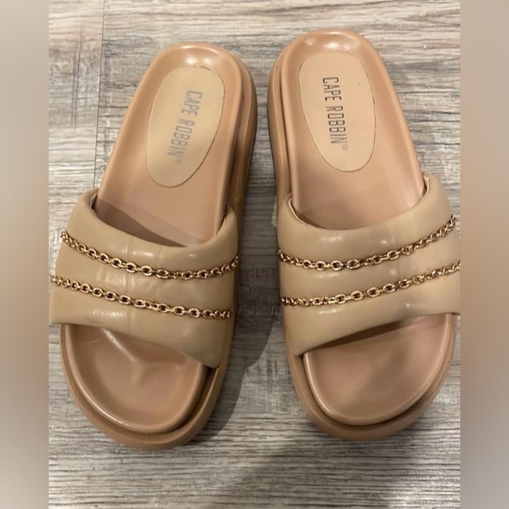 Cape Robbin beige platform sandals